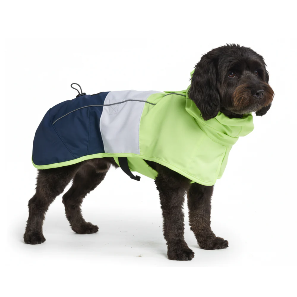 Breatheshield™ Dog Raincoat - Lime White Navy - Image 4