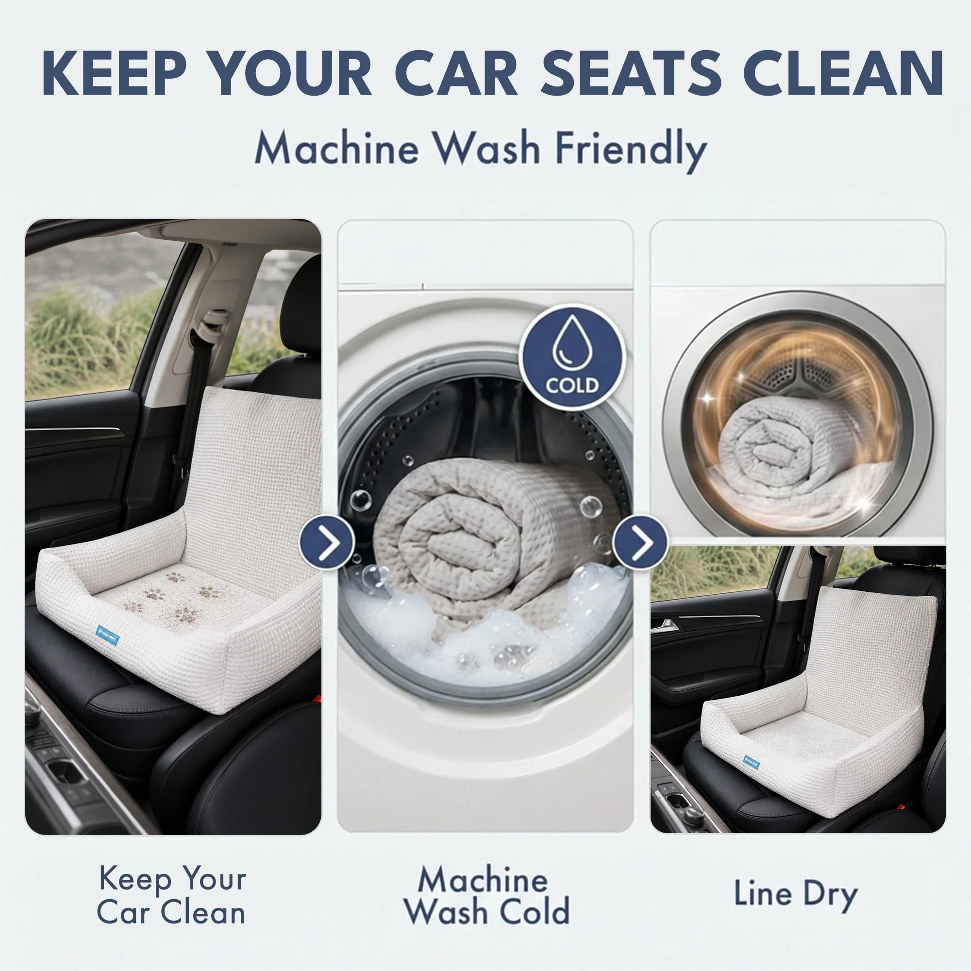 Frostcore™ Dog Cooling Car Seat Bed - Waffle Grey - Image 4