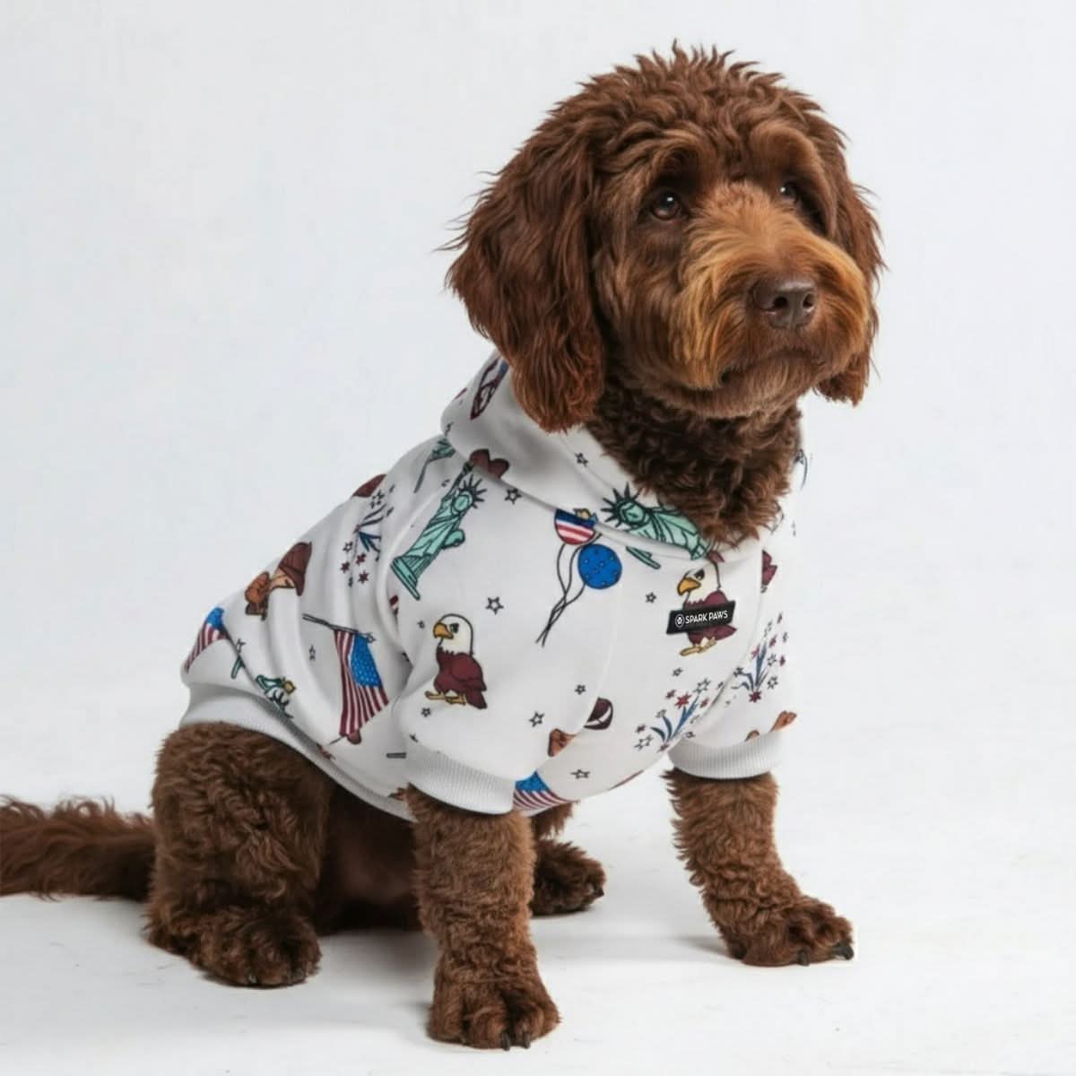 The USA Dog Hoodie - Grey - Image 4
